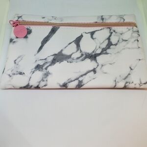 Ipsy marble pattern with pink trim - makeup pouch